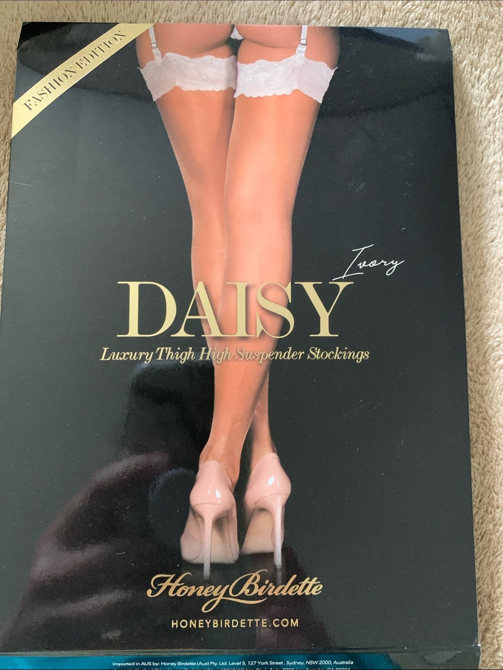 Honey Birdette Daisy Ivory Lace Sheer Stockings